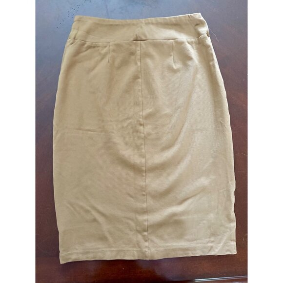 Stretch Knit Pull on Pencil Skirt in Camel Tan Career Midi Small - Picture 4 of 9